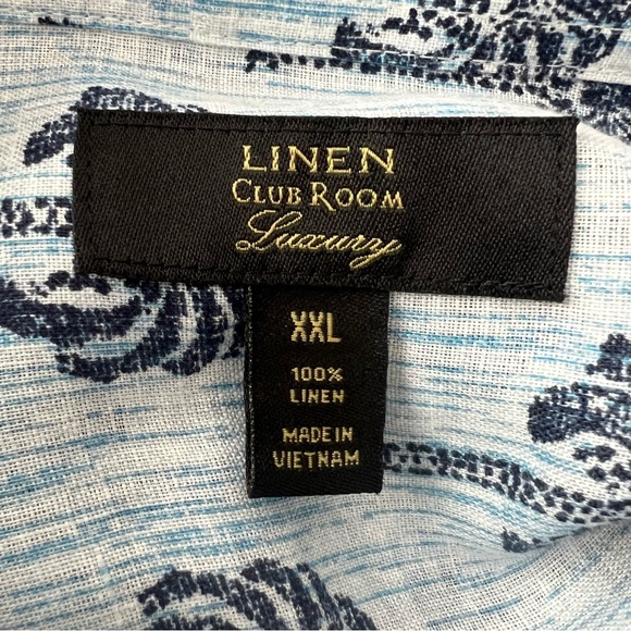 Club Room Regular Fit Palm Tree 100% Linen Button Down Shirt - Picture 3 of 3